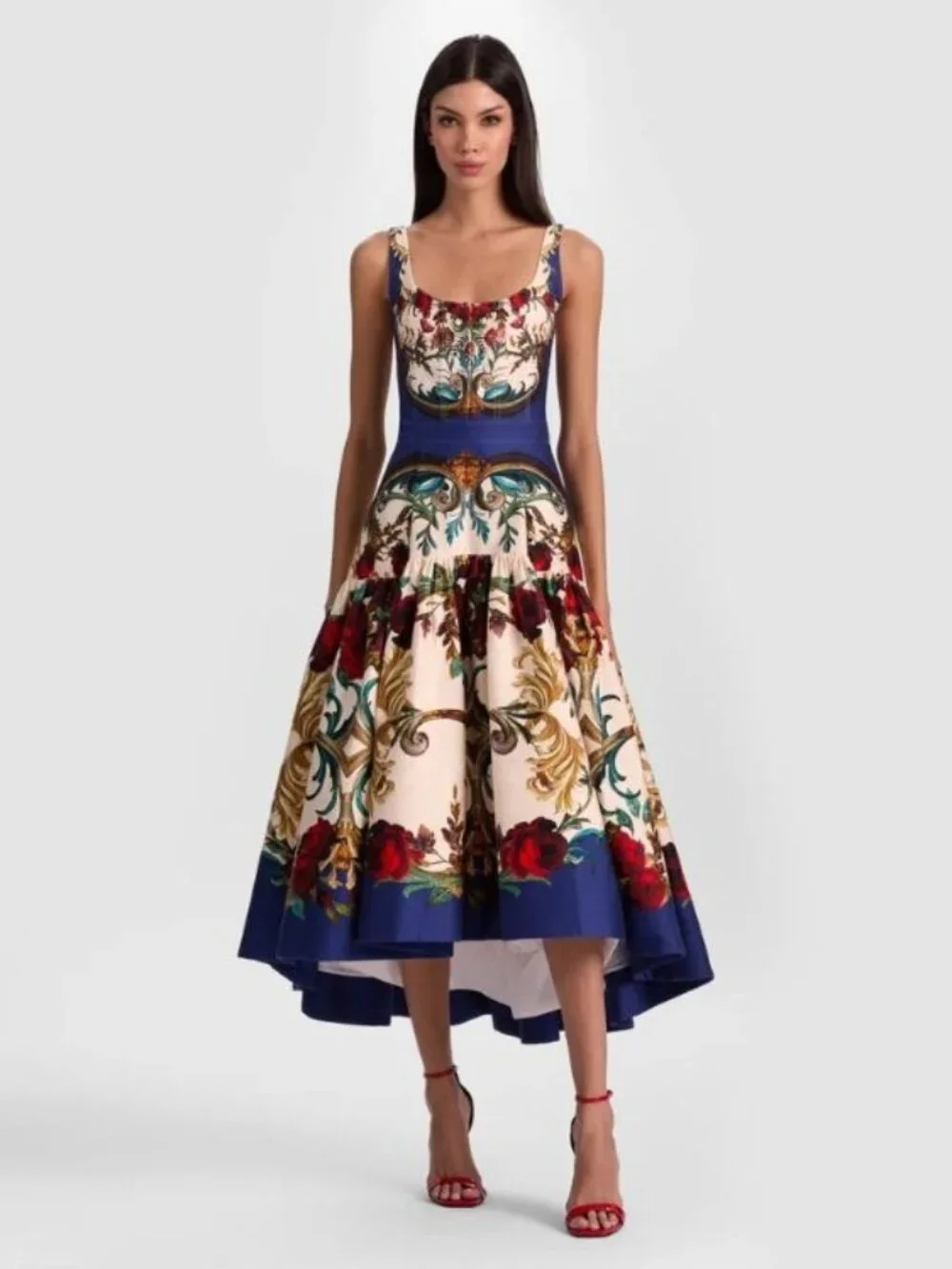 Alice + Olivia Diana Gilded Rose Structured Midi Dress 14 NWT $660 - Picture 1 of 11